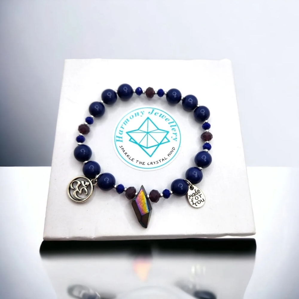 Lapis Lazuli, Aura Quartz, charms Bracelets